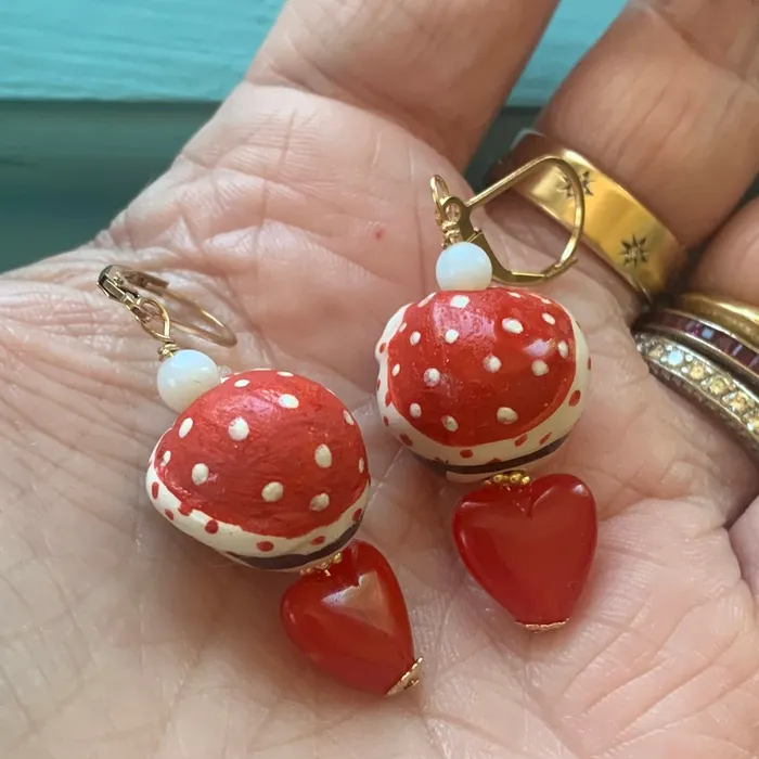 Love Vintage Paris Parisian Lady Earrings Porcelain and Glass Gold Filled Handmade Earrings