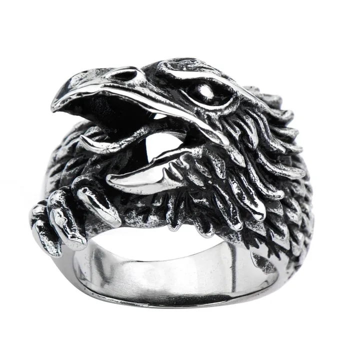 Rings Antiqued Silver Tone Stainless Steel Eagle Profile Ring INOX JEWELRY