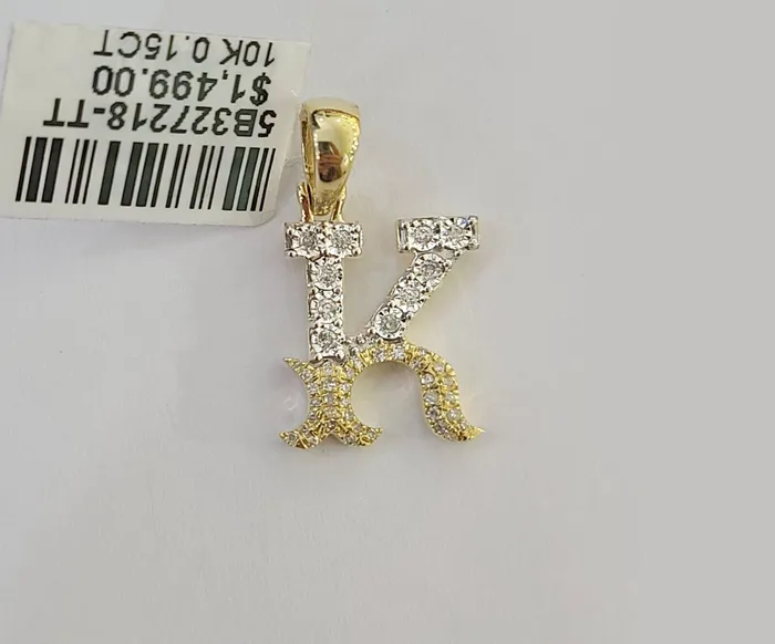 10k Real Yellow Gold Genuine Diamond Initial AZ Alphabet Charm Letters Pendent Gold and Diamond Charm Necklaces
