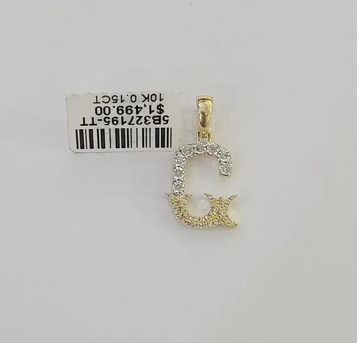 10k Real Yellow Gold Genuine Diamond Initial AZ Alphabet Charm Letters Pendent Gold and Diamond Charm Necklaces