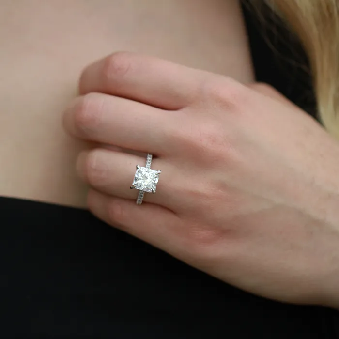 18kt White Gold 535cttw Natural Princess Cut Center Engagement Ring Independent Jewellers Rings