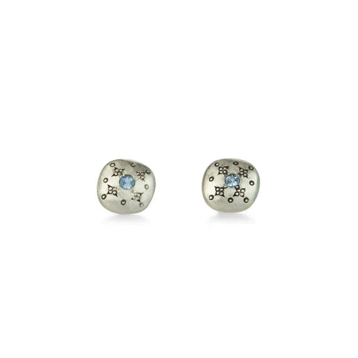 Adel Chefridi Earrings Aquamarine Silver Lights Stud Earrings