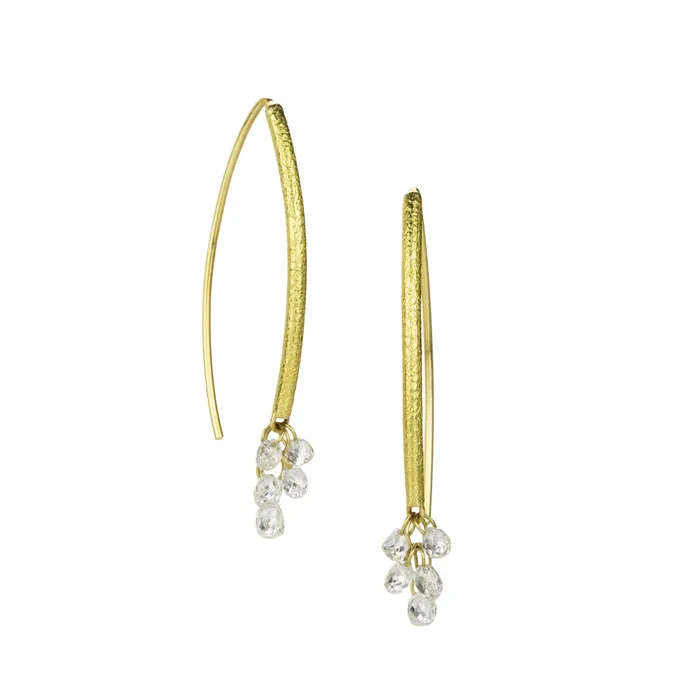 Barbara Heinrich 18k Navette Earrings with Diamond Briolettes Earrings