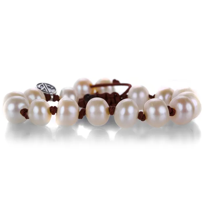 Bracelets 10mm White Pearl Macrame Bracelet Joseph Brooks