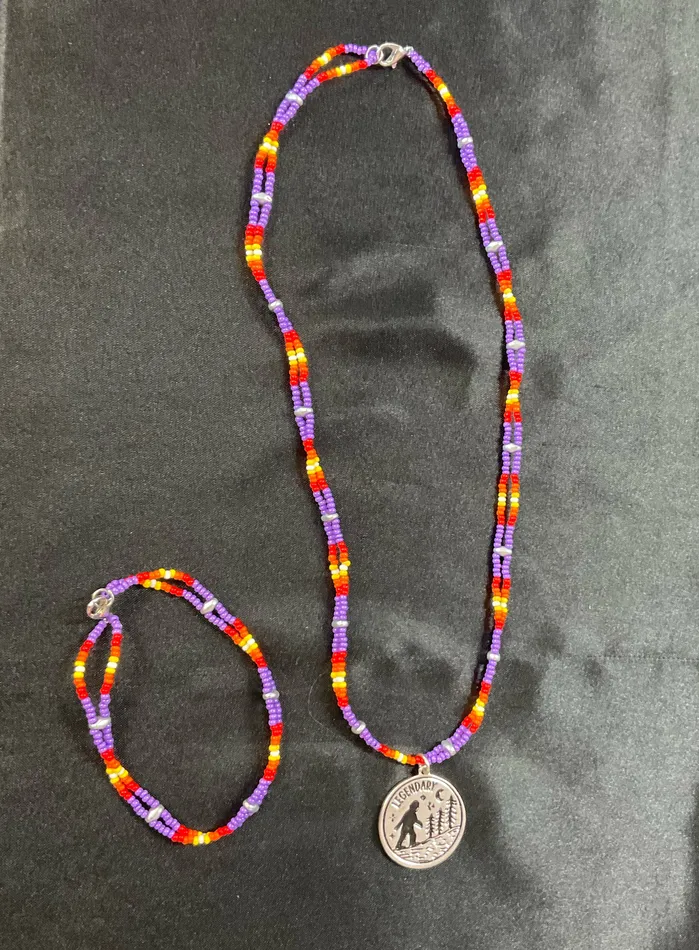 Bracelets Chris Crosbys Purple Coyote Necklace WBigfoot Charm and Bracelet Set Bracelets Chris Crosbys Purple Coyote Necklace WBigfoot Charm and Bracelet Set