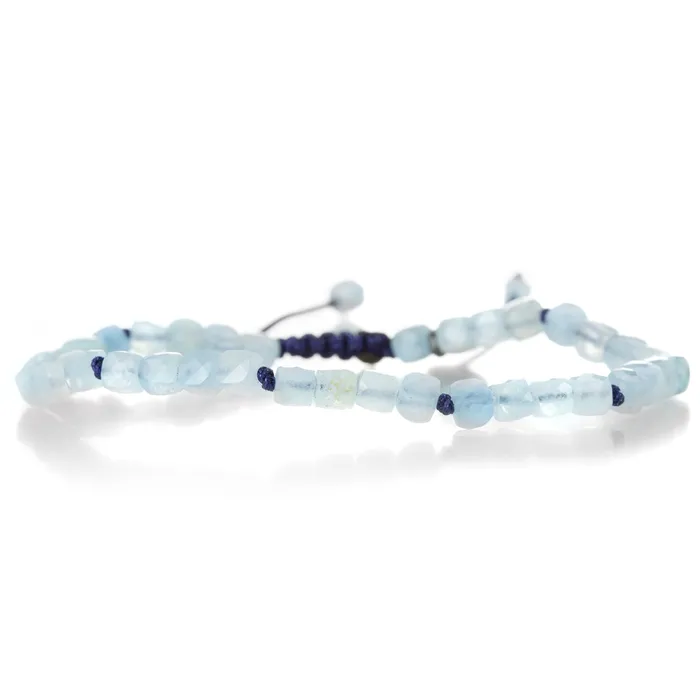 Bracelets Faceted 4mm Aquamarine Cube Bracelet Joseph Brooks