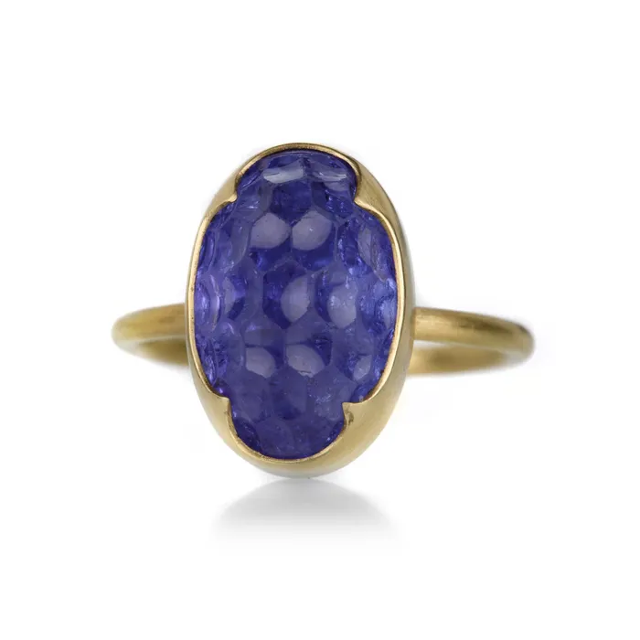 Gabriella Kiss Rings Oval Carved Tanzanite Ring