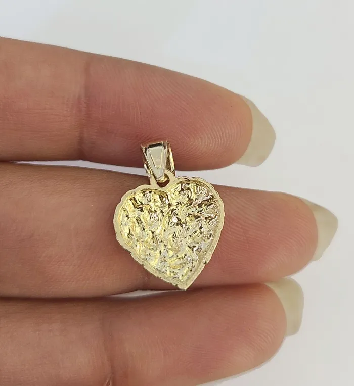 Globalwatches10 Necklaces 10K Solid Franco Chain Nugget Heart Pendant Charm Necklace 1824 1mm Gold