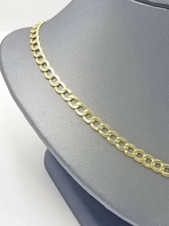 Gold and Diamond 10K Yellow Gold FLAT Cuban Curb Link chain 5mm 1826 PreStyled Sets