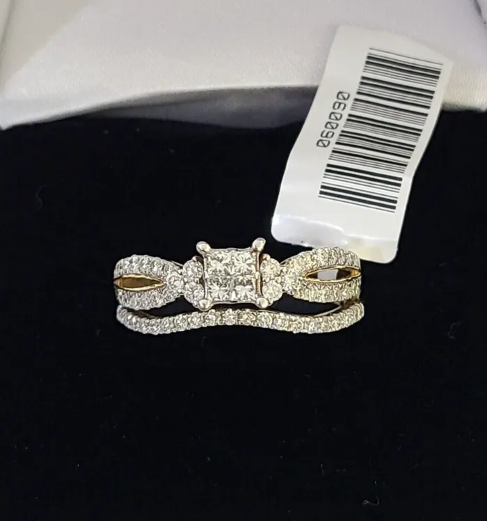 Gold and Diamond Rings Real 10k Yellow Gold Diamond Ladies Ring SET Women Engagement Wedding Gold and Diamond Rings Real 10k Yellow Gold Diamond Ladies Ring SET Women Engagement Wedding