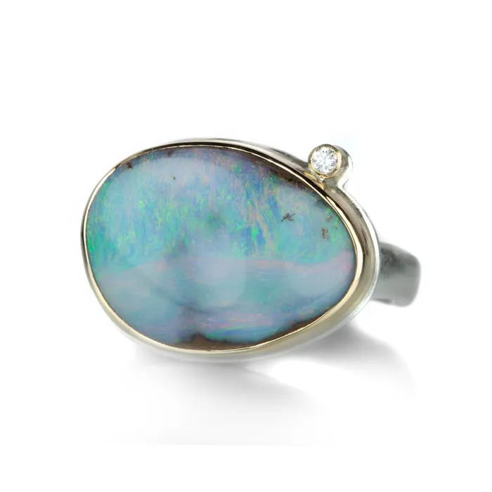Jamie Joseph Rings Boulder Opal Ring with Diamond