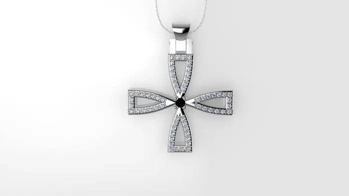 JCM DESIGN JEWELRY Necklaces 14K Pendant with 62 Diamond 1mm VS1 each and 1 Diamond Black 2mm Cross Style Only Pendant