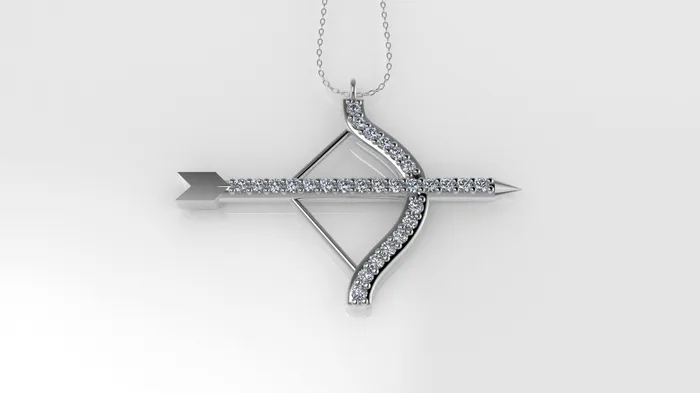 JCM DESIGN JEWELRY Necklaces Yellow Gold Pendant with 28 Diamond VS1 Bow and Arrow Only Pendant