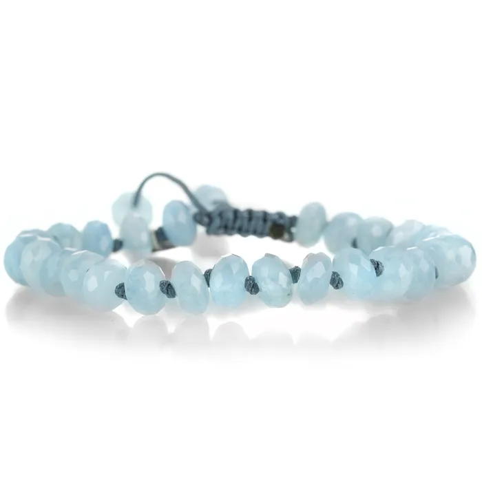 Joseph Brooks Bracelets 8mm Faceted Aquamarine Macrame Bracelet
