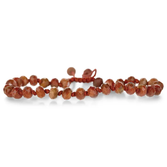 Joseph Brooks Bracelets Faceted 6mm Fire Jasper Rondelle Beaded Bracelet
