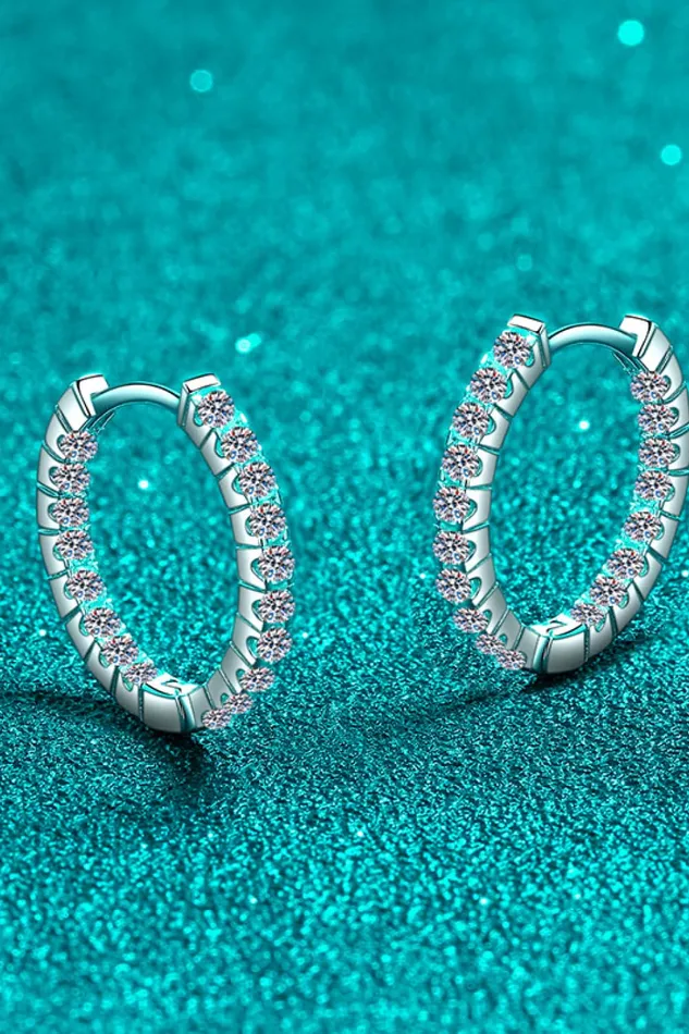 Moissanite 925 Sterling Silver Huggie Earrings Trendsi Earrings