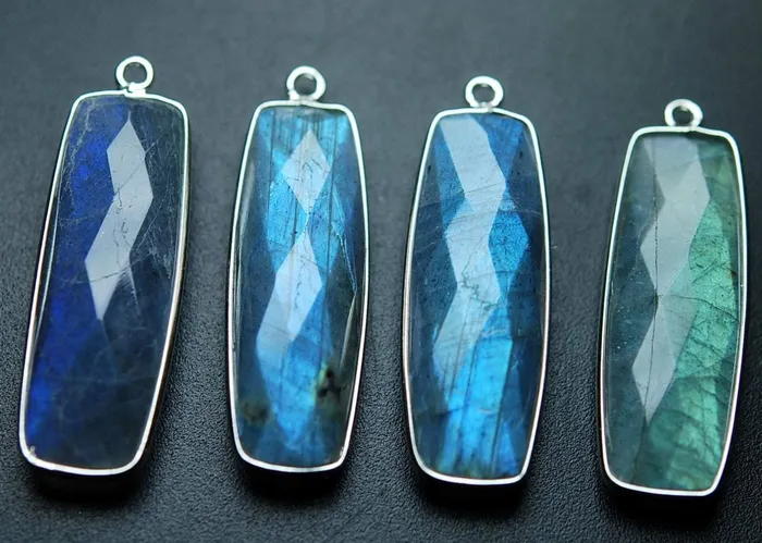 Necklaces 925 Sterling SilverLabradorite Faceted Baguettes Shape Pendant 2 Piece Of 23mm Approx Beads Supplies USA