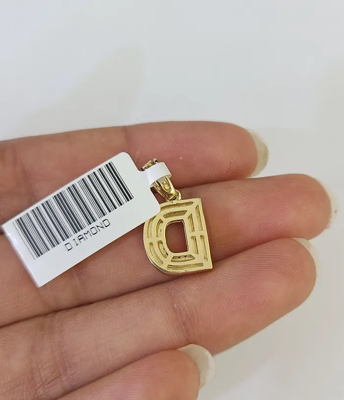 Necklaces Gold and Diamond 10K Franco Chain Diamond D Pendant Initial Necklace 1622 05mm Ladies Women