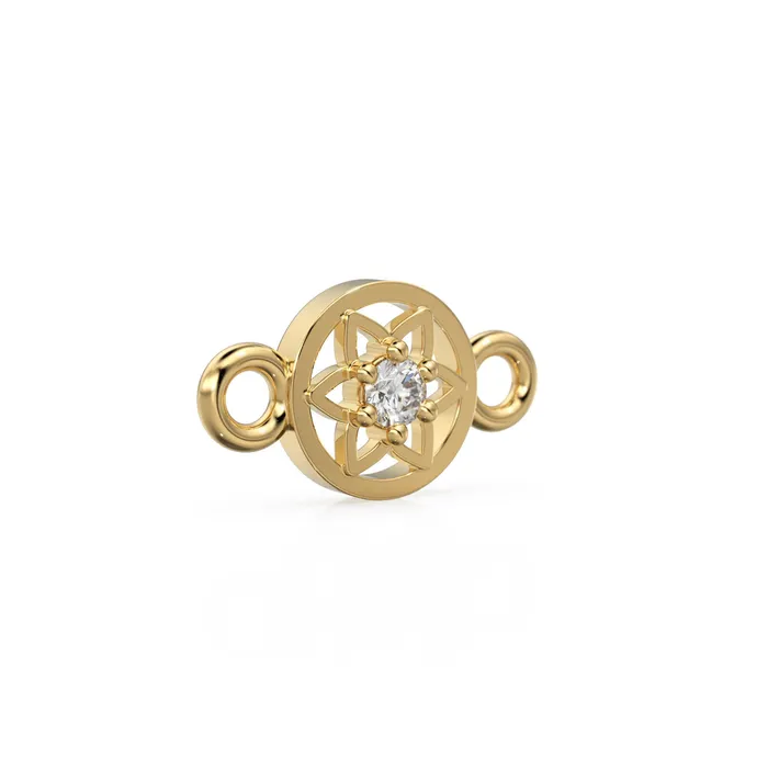 PreStyled Sets Jalvi Co 6x11mm Tiny Flower 18k Solid Yellow Gold Brilliant Diamond Connector Spacer Solid 14k Gold Handmade Floral Finding