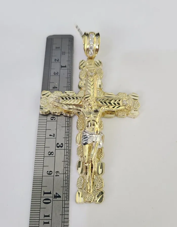 Real 10k Rope Chain Jesus Cross Charm Set 12mm 2030 Inch Necklace Yellow Gold Globalwatches10 Necklaces