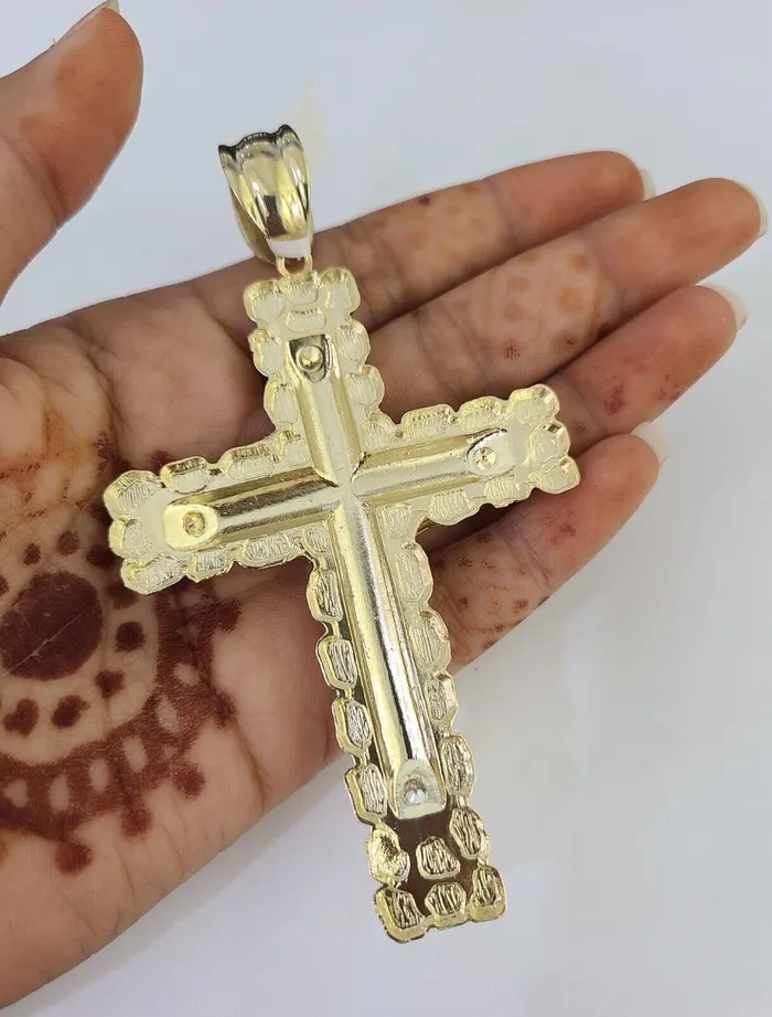 Real 10k Rope Chain Jesus Cross Charm Set 12mm 2030 Inch Necklace Yellow Gold Globalwatches10 Necklaces