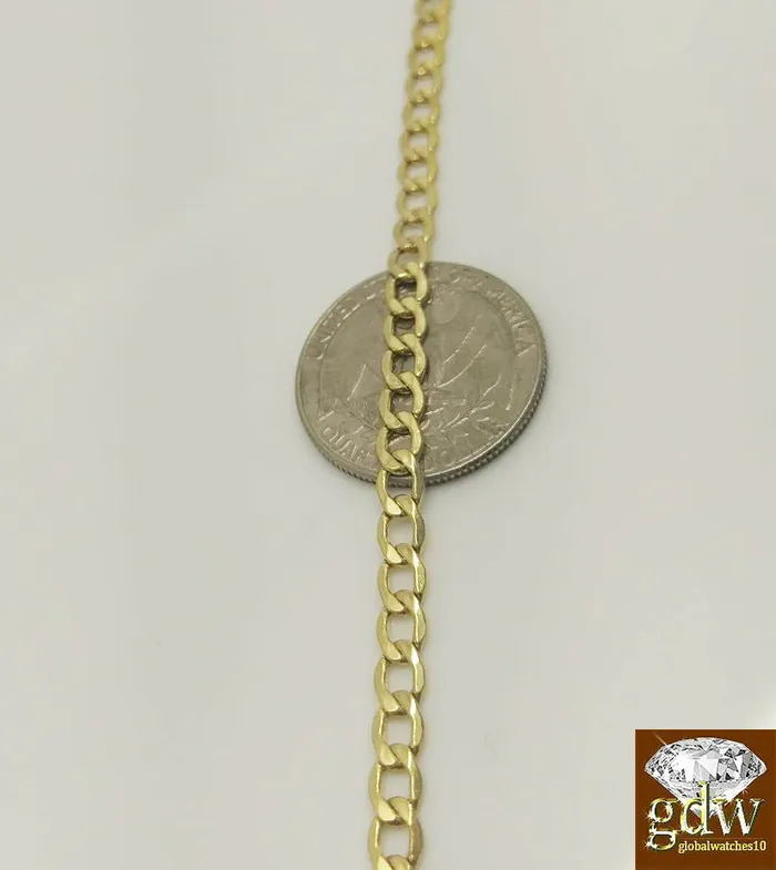 REAL 10k Yellow Gold Cuban link Necklace chain 18 24 30 Men Women Kids Gold and Diamond Necklaces