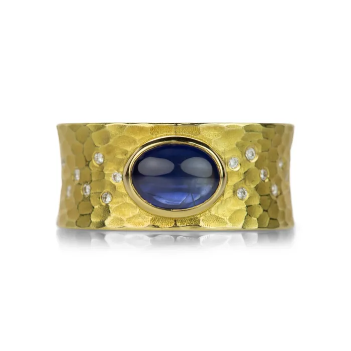 Rings Blue Sapphire Carved Glacier Band Barbara Heinrich