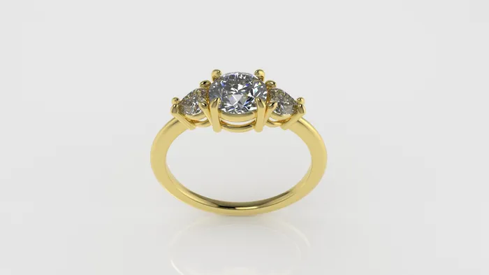 Rings JCM DESIGN JEWELRY 14K Gold Ring with 3 Diamonds STT 3Prong and 4Prong