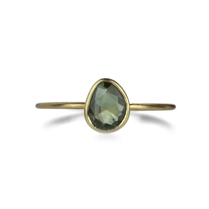 Rings Margaret Solow Faceted Green Sapphire Ring