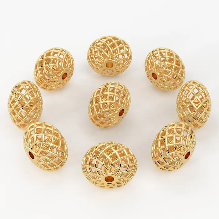 Solid Gold Handmade Oval Caged Spacer Gold Bead Finding 8mm Jalvi Co PreStyled Sets