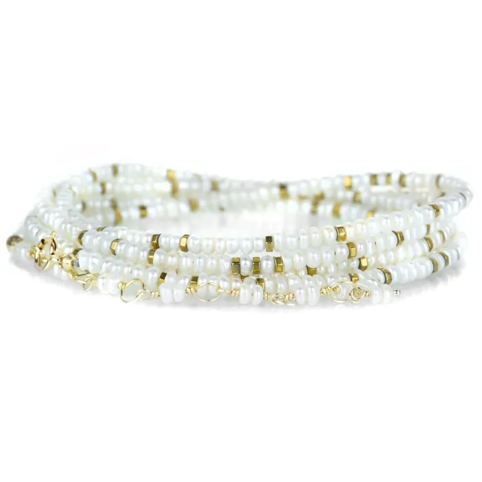 White Pearl Confetti Wrap Bracelet Anne Sportun Bracelets