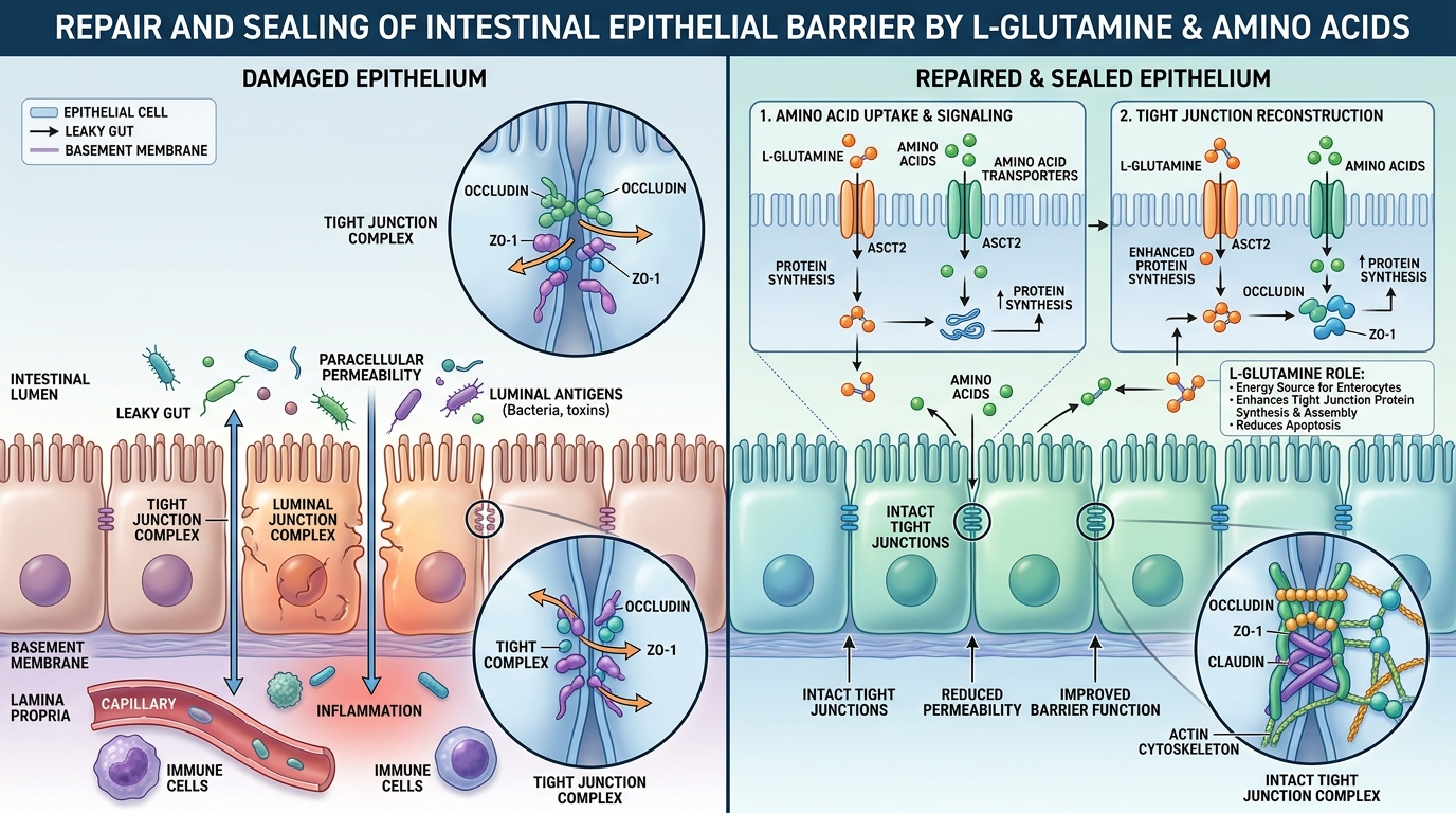 Intestinal Epithelial Tight Junction Repair by L-Glutamine